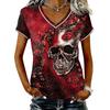 Dames Casual V-hals Korte Mouw T-shirt Halloween Print Pullover Top