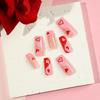 Valentine's Day French Pink Edge Heart Nail Stickers – Removable Wearable Nail Tips