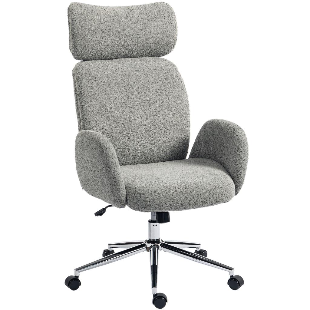 Office Chair with Adjustable Headrest, Ergonomic Desk Chair, Tilt Function, Height-Adjustable, Dark Grey