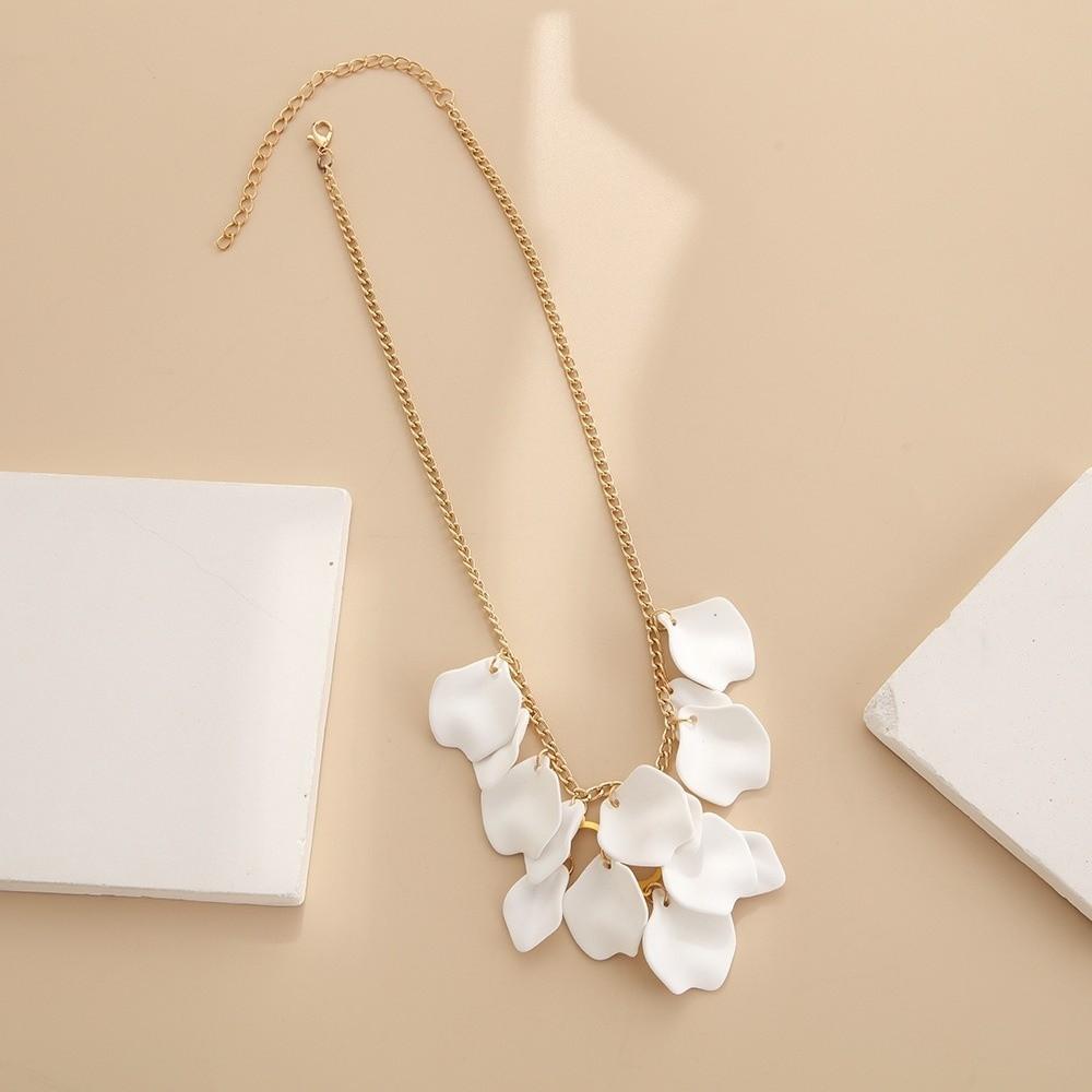 

Shimmer Petal Necklace Colorful Sweater Chains Fashion Flower Tassel Necklace Jewelry