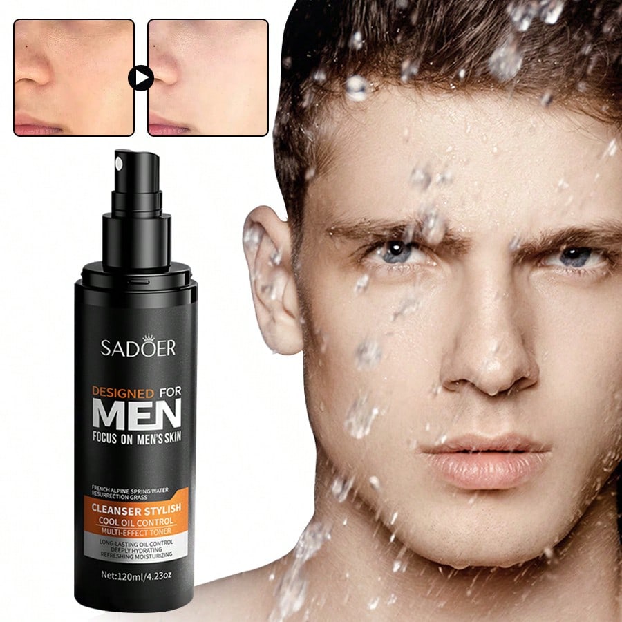 1pc 120ml Oil-Control Moisturizing Toner, Men's Toner, Deep Cleansing, Refines Pores, Fades Acne Mar