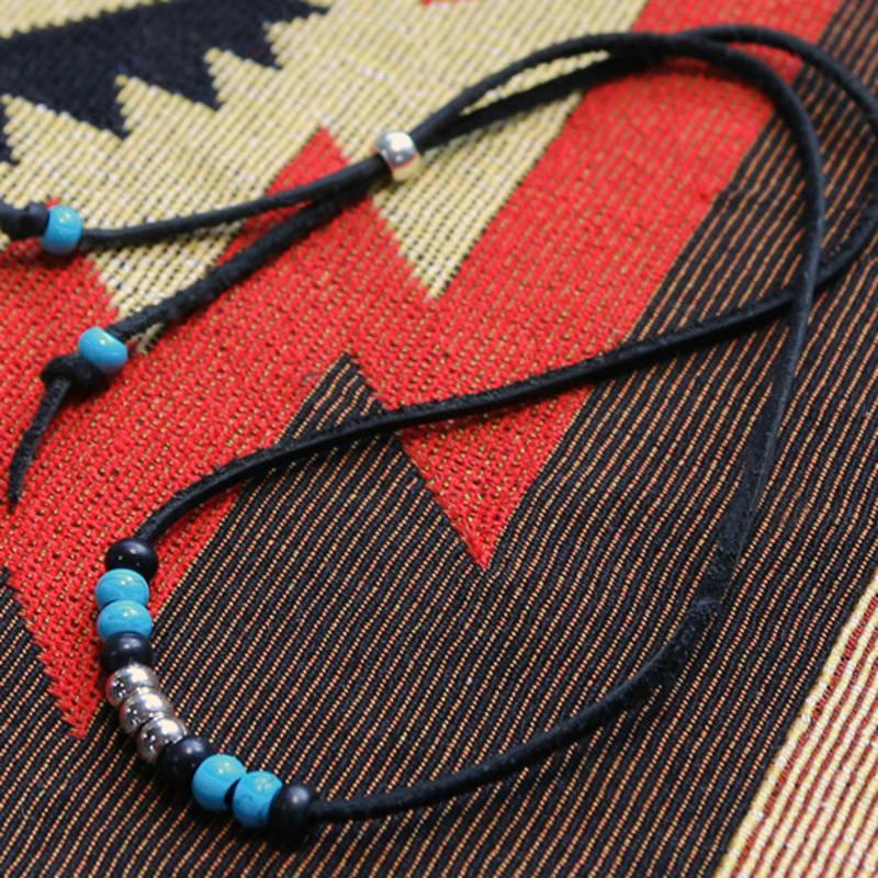 

KND leather & turquoise beads necklace black OS