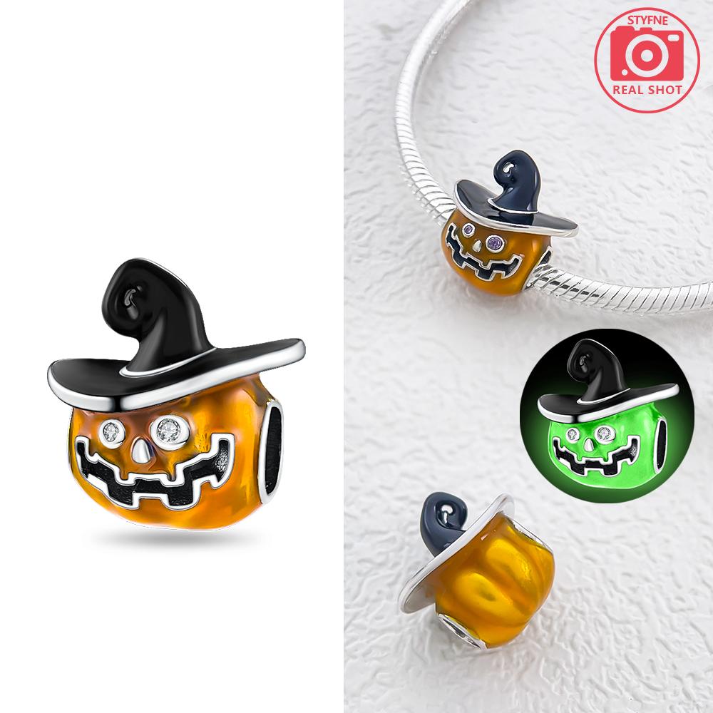 Original Copper Black Magic Hat Skull Head Pumpkin Charms Pendant Beads Fit Bracelet Women Jewelry Diy Gift Accessory