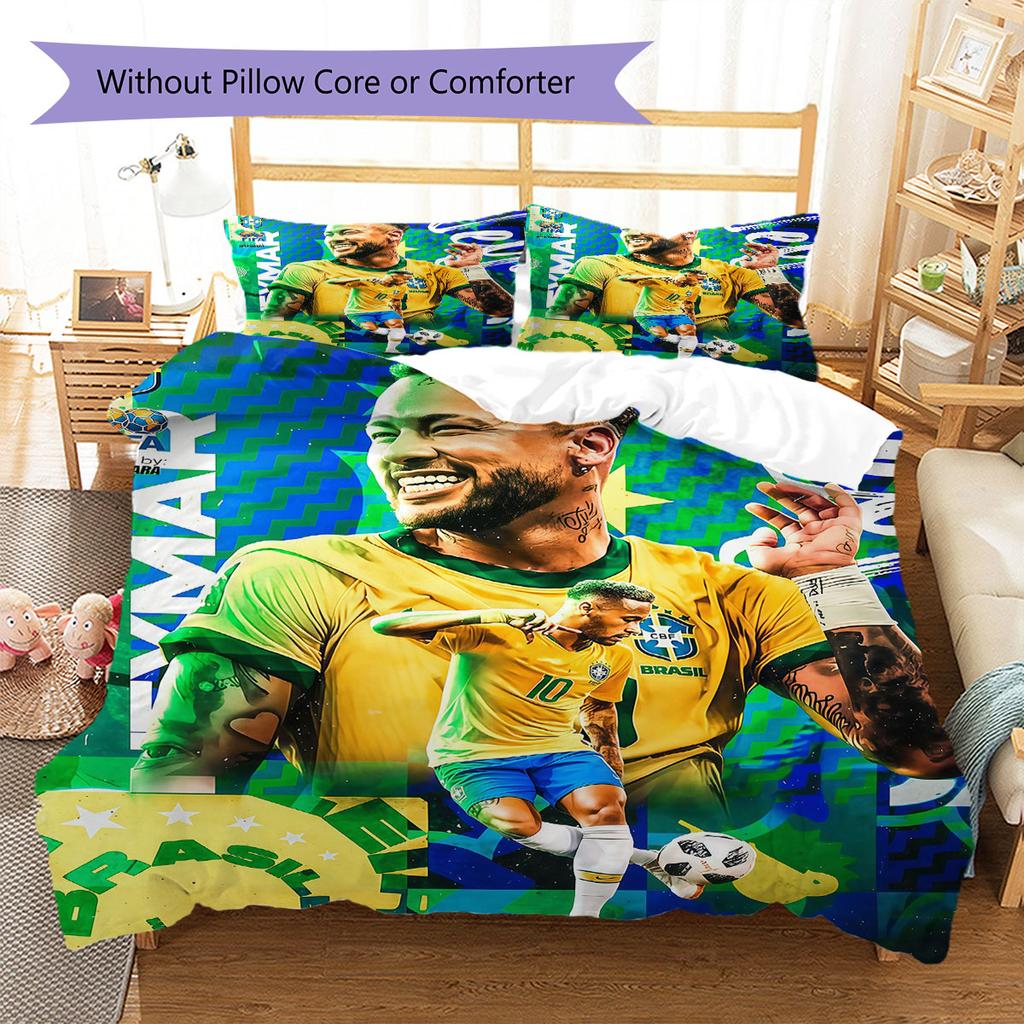 Neymar Pattern Bedding,Quilt Set Quilt Cover Pillowcase Home Birthday Gift(1 * duvet cover + 2 * pillowcase, without core)