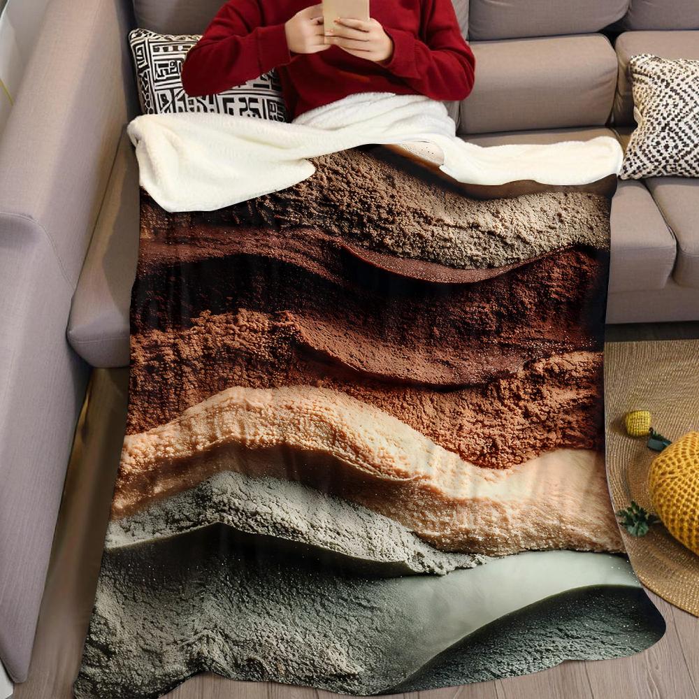 Brown Wave Texture Flannel Blanket Warm Soft Halloween Christmas Couch Warm Cozy Decorative Decor Gift for All Season