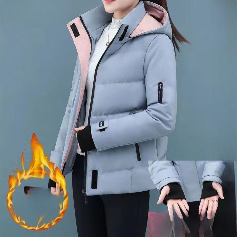 

Куртка с пуховым наполнителем, женская короткая зимняя куртка с пуховым наполнителем, корейская версия небольшой куртки с утолщенной курткой из бархата L синий