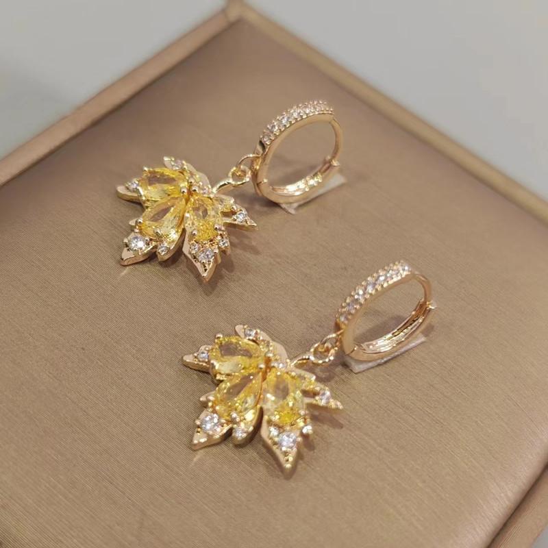 Gelbe Ahornblatt-Ohrringe für Frauen, 2023, neue Mode, Hochzeit, Verlobung, Party, Schmuck, Zubehör