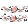 Bathroom Wall Decals Sticker, Rose Butterfly Flower Wall Stickers, Waterproof Rose Butterfly Vine Glass Stickers For Bedroom Restroom DIY Decoration