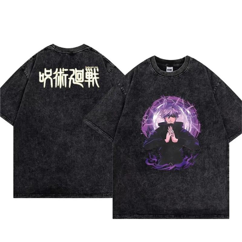 

Аниме Магическая битва Сатору Годжо Принт Футболка Мужская Женская Футболки из стираного хлопка Харадзюку Унисекс Манга Футболка Оверсайз Футболка XXL чёрный