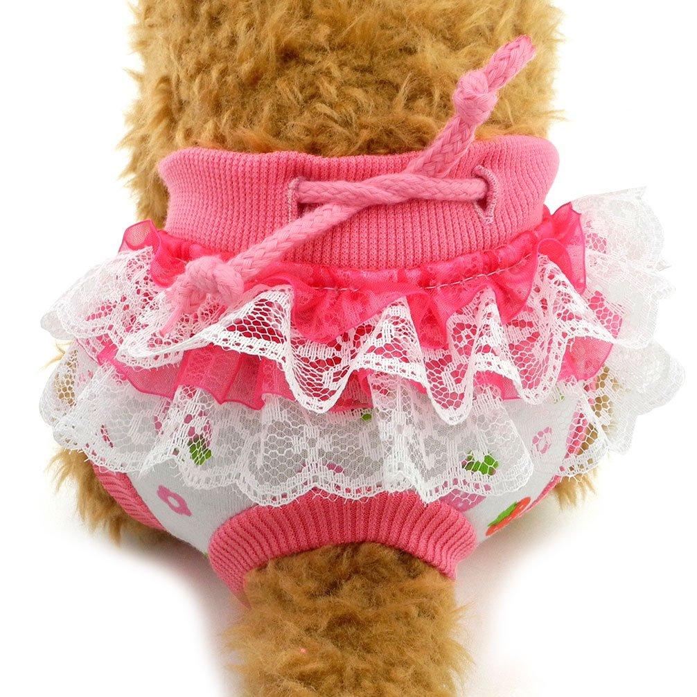 RANPHY Cat and Dog Diaper Manner Unisex Sanitary Pants for Dogs and Perfect for Menstrual Care and Reusable Diapers for Lace Cute Pet Stylish Dog