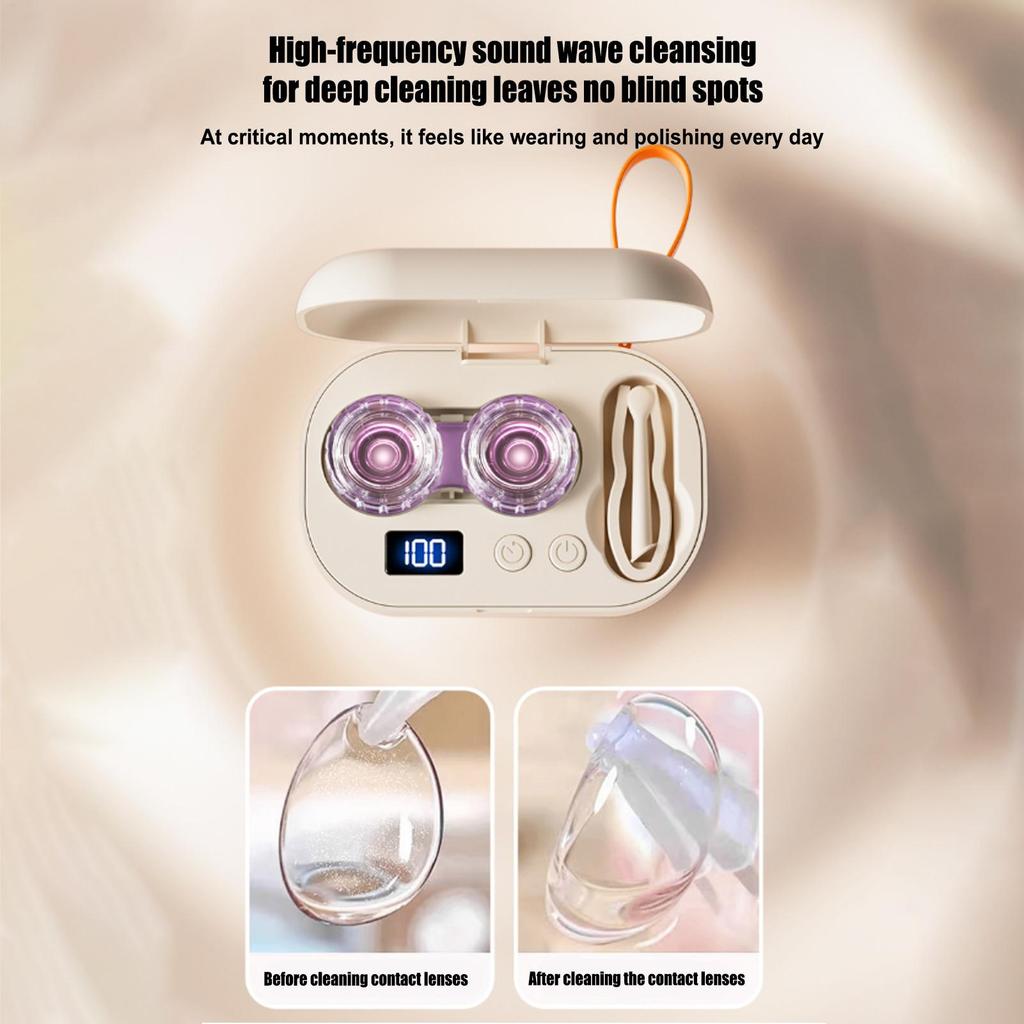 Ultrasonic Contact Lens Cleaner Ultrasonic Small Daily Supplies Daily Contact Lens Organizer for Gym Sports Running Fitness