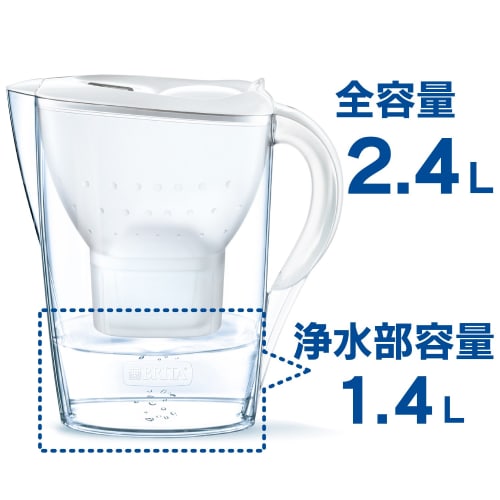 BRITA Water Filter Jar, Filter Capacity: 1.4L (Total Capacity: 2.4L), Includes Marella COOL Starter Pack and 3 Maxtra Plus Cartridges [Official Japane