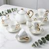 European Style Gold Handle Ceramic Coffee Cup and Saucer Set