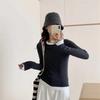 Ladies Autumn Winter Long Sleeve Fake Two Piece Basic Solid Color Pullover Knitted T Shirt Top