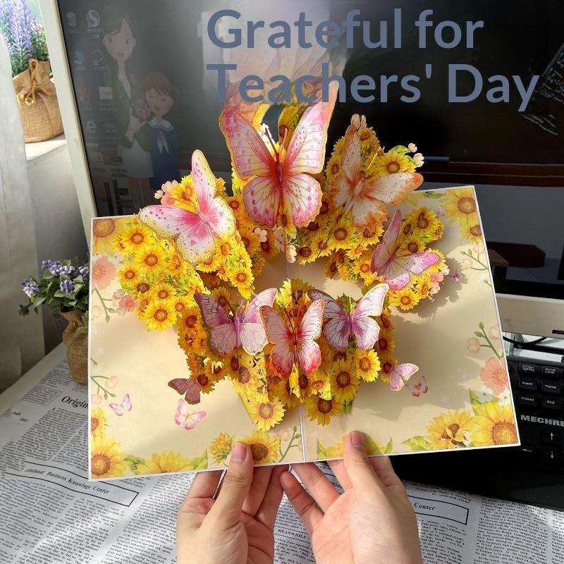 3D Fold Out Butterfly Flower Greeting Card Handmade High Quality Paper Up Card for Graduation Business Holiday Gifts