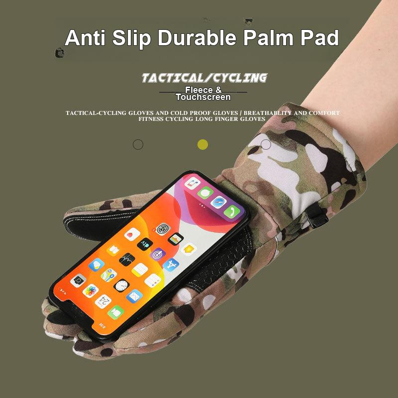 Tactical Gloves for Men Cold Resistant Windproof Touch Screen Thick Fleece Winter Gloves for Outdoor Motorcycle Cycling