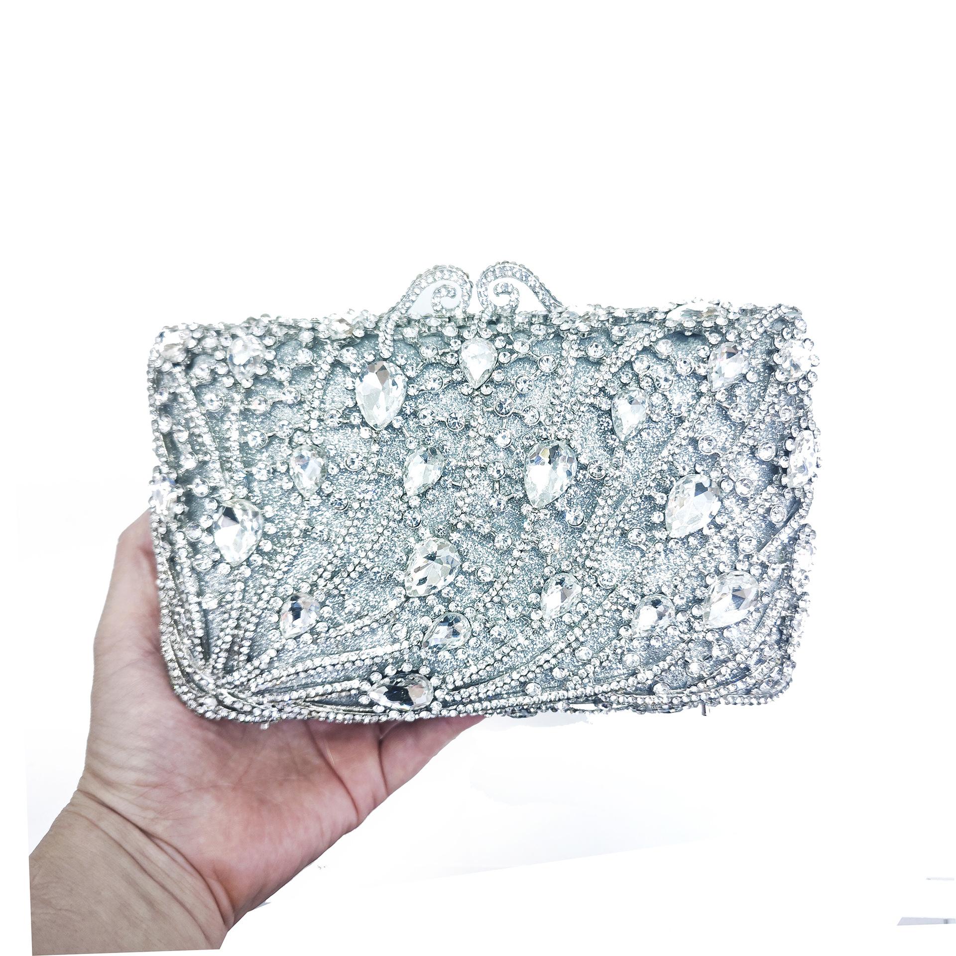 

Crystal Clutch Bag Square Peacock Feather Diamond Dinner Bag Hollow Banquet Diamond Handbag Women s Bag