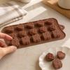 Silicone Chocolate Mold Set 15 Cavities Heart Rose Gift Shape Flexible Reusable Baking Mold 21.5 x 10.4 x 1.5 cm Brown