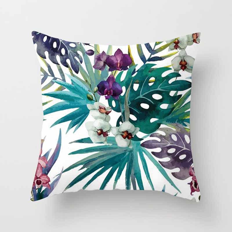 Fashion Tropical Plant Polyester Pillow Case Office Fabric Sofa Cushion Cover Home Polyester Pillow Case