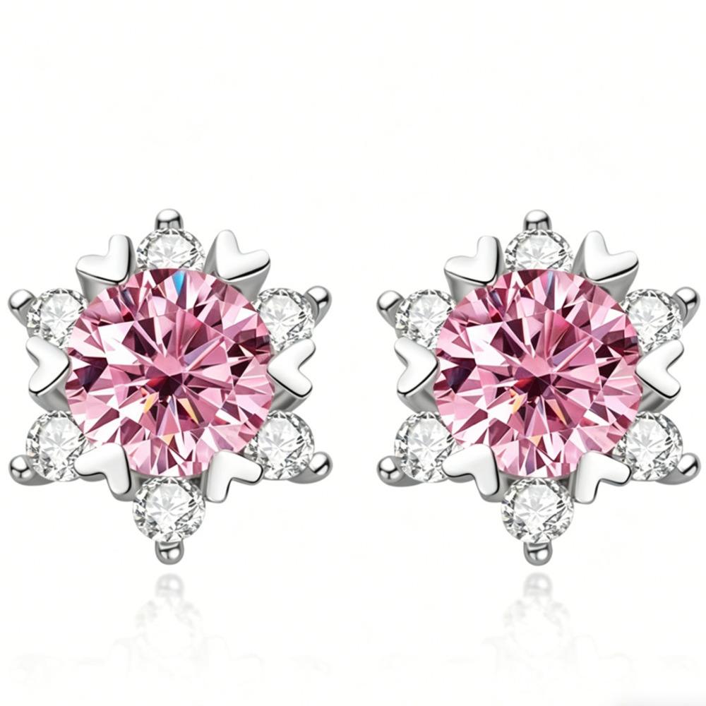 6.5mm Snowflake Full Diamond Stud Earrings Sunflower Paved Earrings D VVS1 Exquisite Moissanite Jewelry