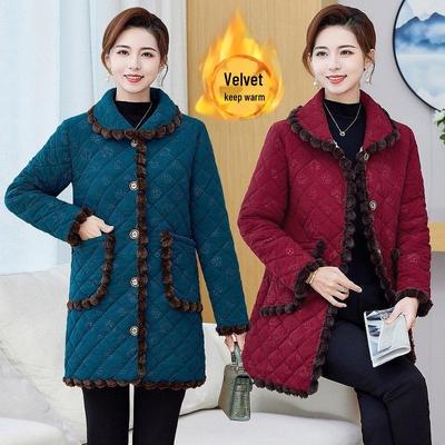 2025 Warm Cotton Padded Jacket for Mothers & Elderly Women, Autumn/Winter Plus Velvet Coat