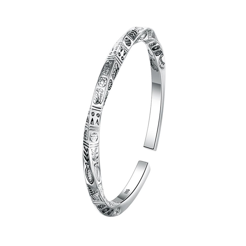 Silver-Plated Bohemian Mobius Strip Cuff Bracelet for Women