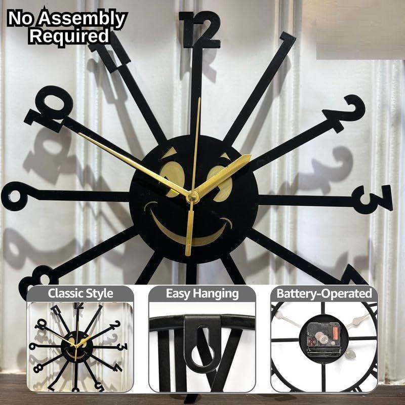 Stylish Modern Classic Design Wall Mount Clocks | Elegant 12-Inch Wall Hanging Timepiece for Home, Office, Living Room, Bedroom Decor (Sun Design)