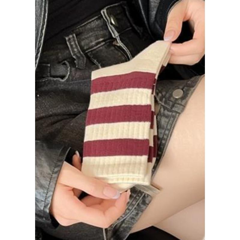 Γυναικείες Ανοιξιάτικες και Φθινοπωρινές Γλυκές Κάλτσες Μέχρι τον Αστράγαλο με Ρίγες και Φιόγκο, Όλα τα Είδη Αναπνεύσιμες Κάλτσες Σωλήνα από Βαμβάκι