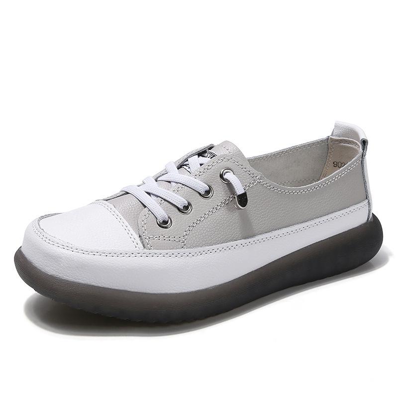 2022 White Soft Sole Low-Cut Casual Leather Sneakers - Trendy Korean Style for Spring and Autumn