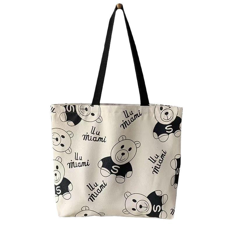 Women's 2025 Harajuku Style Canvas Tote - Korean Single Shoulder Bag, Versatile and Simple for Students