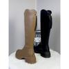 2025 Autumn and Winter New Tall Knight Boots Women's Horseshoe Heel Heel Heightened To Show Leg Length Rear Zipper Round Head Boots Ins Tide