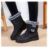 Plus Size Faux Fur Collar High-Top Chunky Sole Winter Snow Boots Velcro Fastening Waterproof Women's Boots Casual Women's Footwear