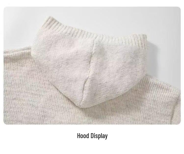 2025 Men's & Women's Dark Gray Hooded Knit Cardigan - American Style Casual Sweater for Autumn & Winter.