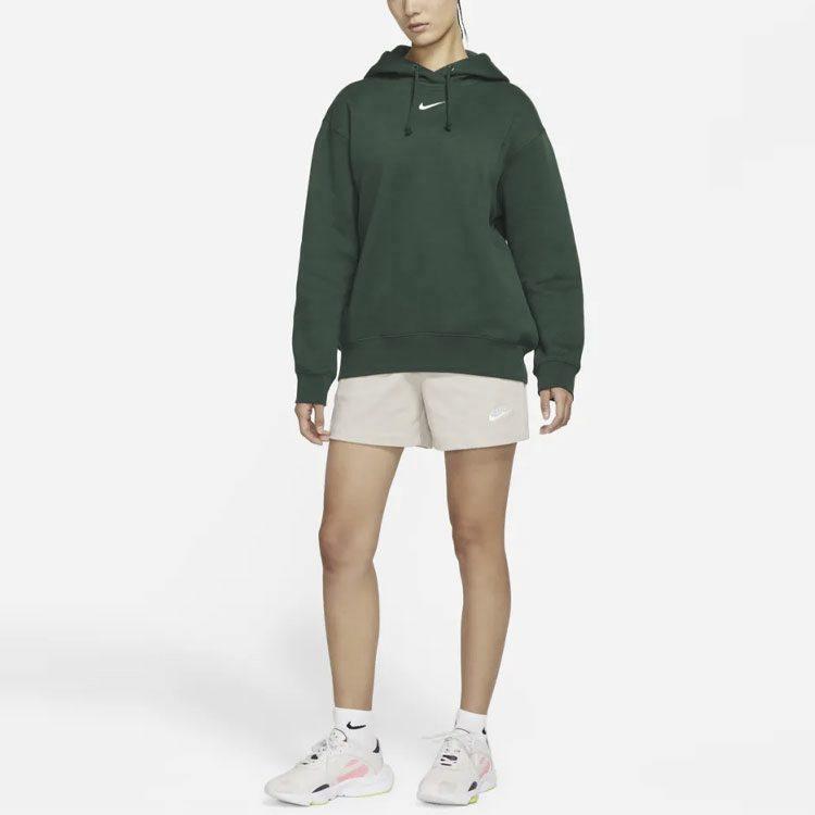 Nike Sportswear Collection Essentials Brushed Fleece Lined Hooded Pullover Sweatshirt Winter Women's Green DJ7669-397