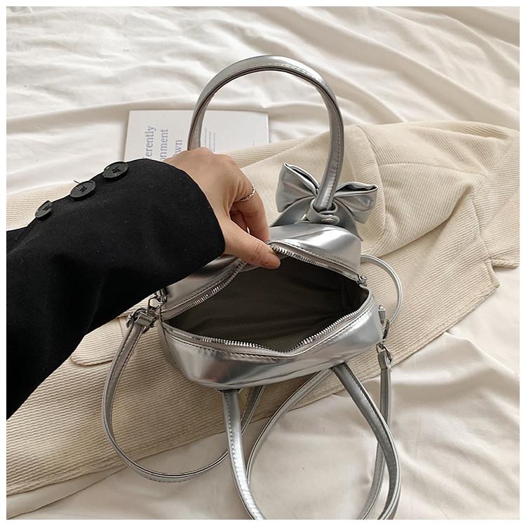 IELGY With Bow Commuter Underarm Bag Spring Summer Portable One-Shoulder Bowling Pillow Bag