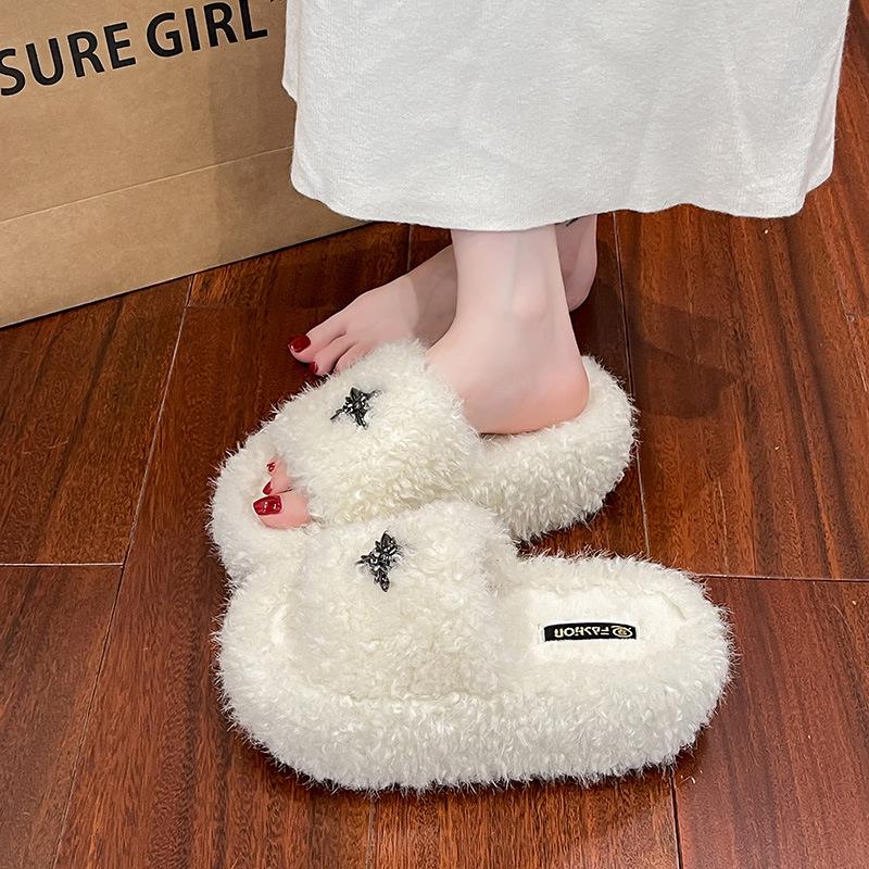 French gentle fluffy shoes for women's 2025 new autumn wear versatile temperament shoes high-end versatile slippers