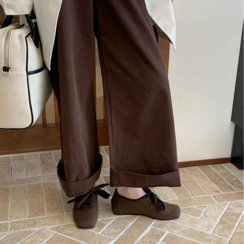 Retro Korean Version Fashion Square Head Single Shoes Women's Shoes Autumn 2025 New Versatile Lace-up Flat Casual Shoes