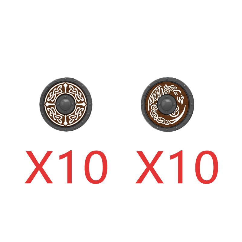 MOC Mittelalterliche Bausteine Charakter Ritter Krieger Zubehörset Helm Schulterrüstung Schild Bogen Pfeil Stein Geschenk Spielzeug X022