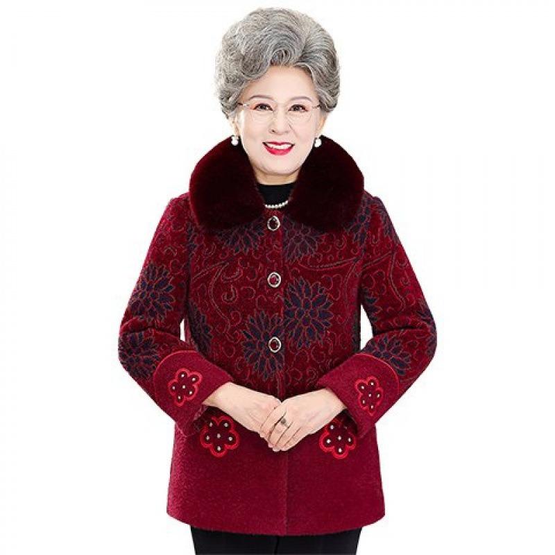 Middle aged autumn and winter old lady clothes mink velvet coat grandma winter clothes velvet thickened coat mother clothes women