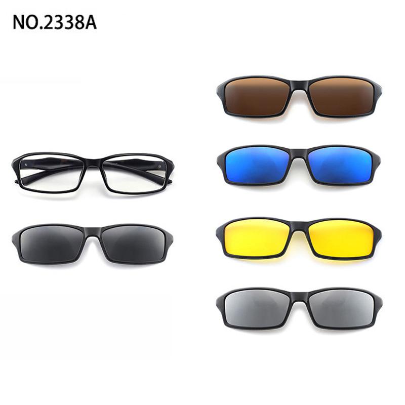 5 Lenes Magnet Clip Sunglasses Square Men Polarized Gray  Frame Custom Prescription Women Myopia Glasses