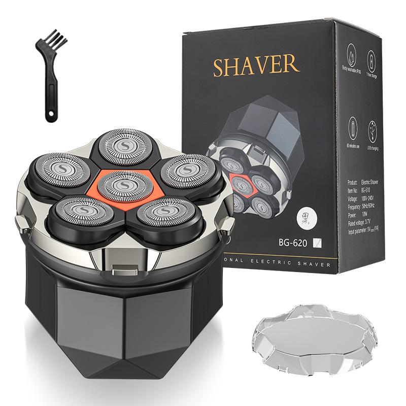 Smart Magnetic 6-Blade Electric Shaver - Fully Washable Bald Head Razor