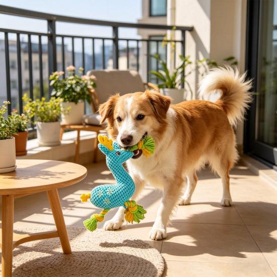Plüsch-Hirsch Hundespielzeug Quietschendes gefülltes Hirsch mit geknoteten Seilbeinen Hundekaupielzeug für Hunde zum Kuscheln Zähneputzen Angstlinderung