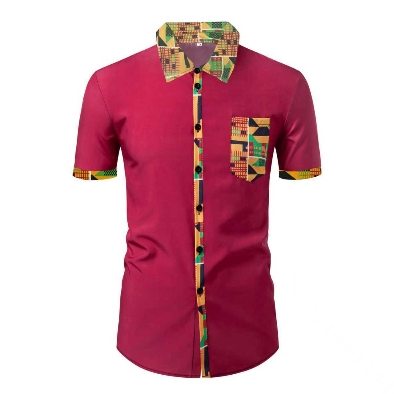 

Мужская повседневная рубашка с коротким рукавом и геометрическим 3D-принтом L