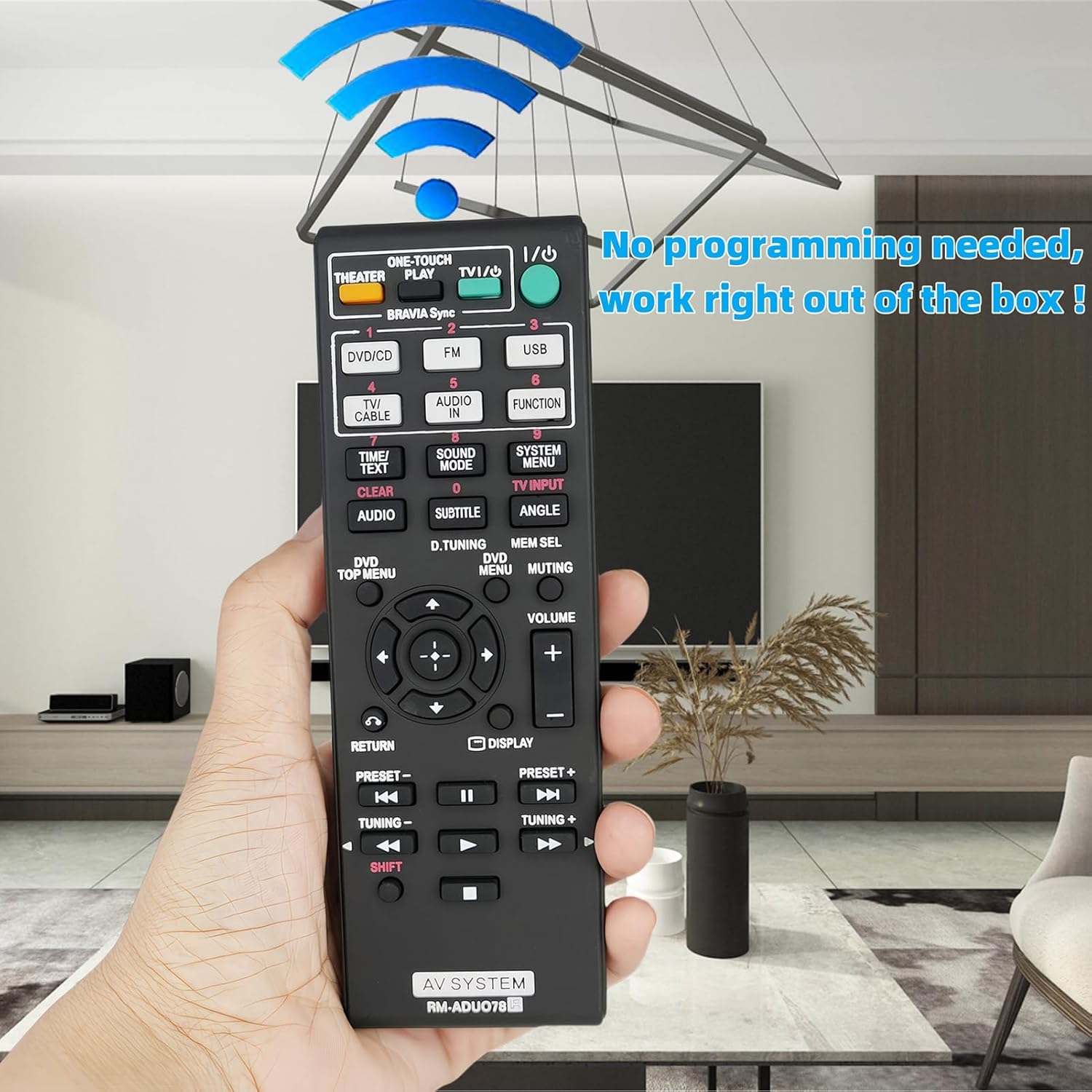 Replacement Remote Control Compatible for Sony DAV-DZ170 RM-ADU078 1-487-641-11 HCDDZ510 DAV-DZ175 HBDDZ171 AV Audio/Video Receiver Home Theater