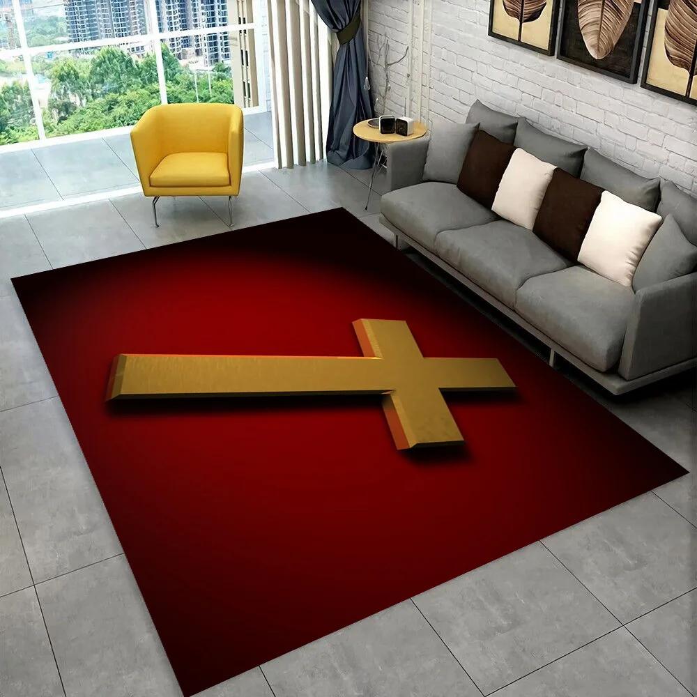Holy Bible Cross Jesus Pray Area Rug,Carpet Rug for Home Living Room Bedroom Sofa Doormat Decor,kid Play Non-slip Floor Mat Gift