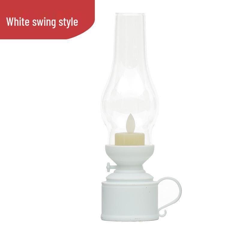 Vintage Kerosene Lamp Decorative Lantern with Electronic Candle for Weddings and Atmosphere Simulation