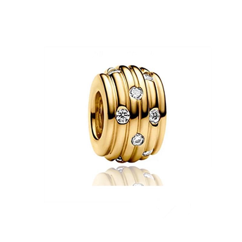 NEW Sparkling DIY Gold Serise Plating Flower Charm Clip Paw Heart Family Bead Fit European Silver Bracelet Jewelry Gift