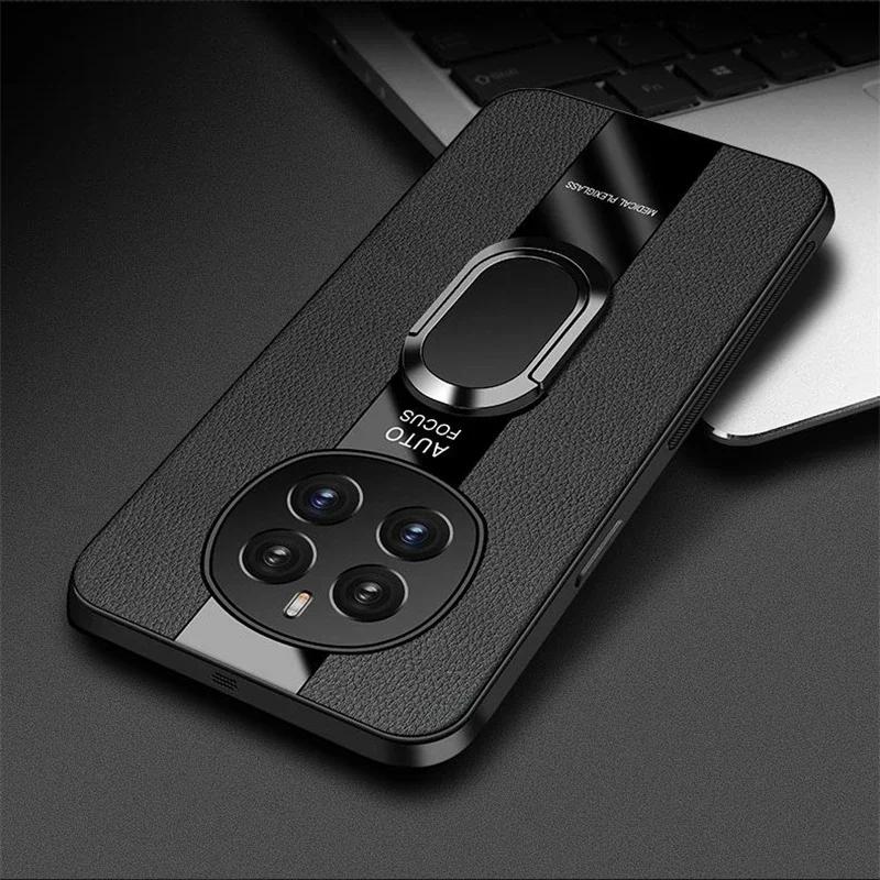 Luxury Plexiglass Leather Phone Case For Honor Magic 7 Pro Magnetic Ring Holder Shockproof Cover For Magic 7 Lite 6 Lite 5 5G