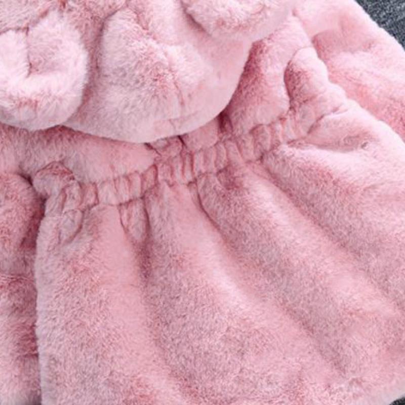 Girls Coats Rabbit Ears Plush Baby Jacket Christmas Sweet Princess Autumn Winter Warm Hooded Outerwear Toddler Clothes