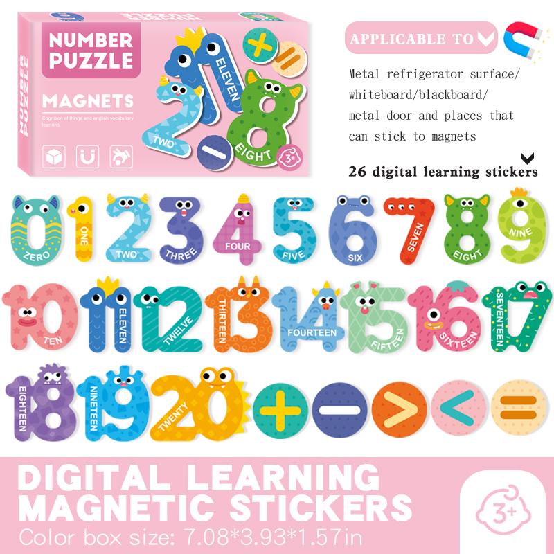 Kids Letters Numbers Animal Vehicle Refrigerator Sticker Magnetic Cognitive Matching Puzzle Educational Toys For Children